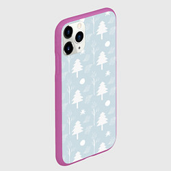 Чехол iPhone 11 Pro матовый Зимние ёлочки, цвет: 3D-фиолетовый — фото 2