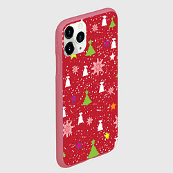 Чехол iPhone 11 Pro матовый Red new year, цвет: 3D-малиновый — фото 2