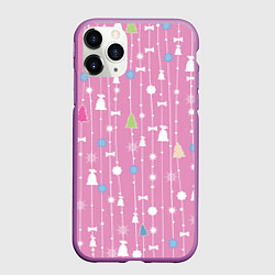 Чехол iPhone 11 Pro матовый Розовый новый год, цвет: 3D-фиолетовый