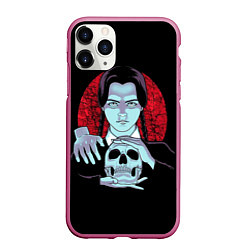 Чехол iPhone 11 Pro матовый Wednesday Skull, цвет: 3D-малиновый