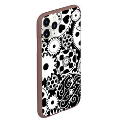 Чехол iPhone 11 Pro матовый Шестеренки в черно-белом стиле, цвет: 3D-коричневый — фото 2
