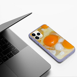 Чехол iPhone 11 Pro матовый Яичница с салом, цвет: 3D-светло-сиреневый — фото 2