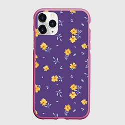Чехол iPhone 11 Pro матовый Милые цветочки, цвет: 3D-малиновый