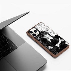 Чехол iPhone 11 Pro матовый Уэнсдей: Черное/Белое, цвет: 3D-коричневый — фото 2