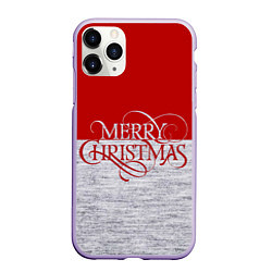 Чехол iPhone 11 Pro матовый Merry Christmas красный, цвет: 3D-светло-сиреневый