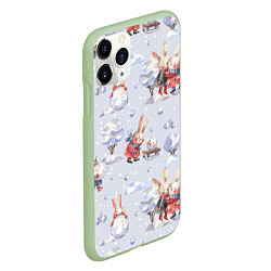 Чехол iPhone 11 Pro матовый Поиграем в снежки, цвет: 3D-салатовый — фото 2