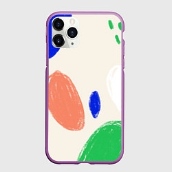 Чехол iPhone 11 Pro матовый Разноцветные пятна, цвет: 3D-фиолетовый