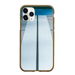 Чехол iPhone 11 Pro матовый Абстрактные линии и цветные пластины, цвет: 3D-коричневый