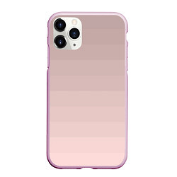 Чехол iPhone 11 Pro матовый Монохромный полосатый розовато-бежевый, цвет: 3D-розовый