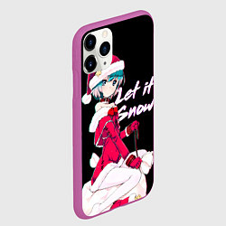 Чехол iPhone 11 Pro матовый Новогодняя аниме девочка Аянами, цвет: 3D-фиолетовый — фото 2