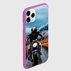 Чехол iPhone 11 Pro матовый Мотоцикл в горах, цвет: 3D-фиолетовый — фото 2
