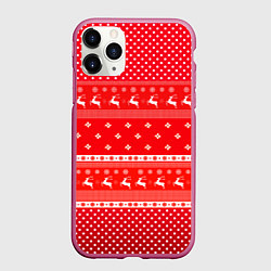 Чехол iPhone 11 Pro матовый Праздничный красный свитер, цвет: 3D-малиновый