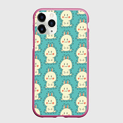 Чехол iPhone 11 Pro матовый Вырежи зайчат, цвет: 3D-малиновый