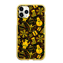 Чехол iPhone 11 Pro матовый New Year toys, цвет: 3D-желтый