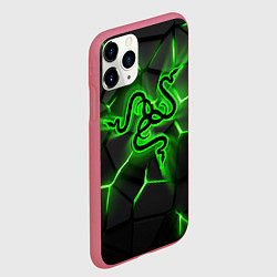 Чехол iPhone 11 Pro матовый Razer neon logo, цвет: 3D-малиновый — фото 2
