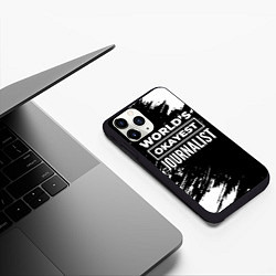 Чехол iPhone 11 Pro матовый Worlds okayest journalist - dark, цвет: 3D-черный — фото 2