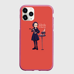 Чехол iPhone 11 Pro матовый Уэнсдей Аддамс, цвет: 3D-малиновый