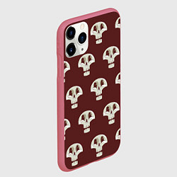 Чехол iPhone 11 Pro матовый Узор улыбающиеся черепочки, цвет: 3D-малиновый — фото 2