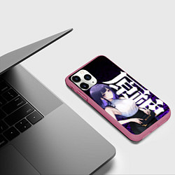 Чехол iPhone 11 Pro матовый Геншин импакт: Райдэн в современности, цвет: 3D-малиновый — фото 2