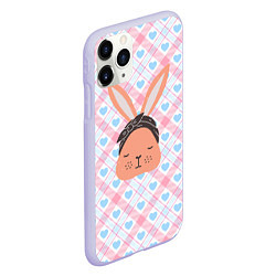Чехол iPhone 11 Pro матовый Милый кролик и сердечки, цвет: 3D-светло-сиреневый — фото 2