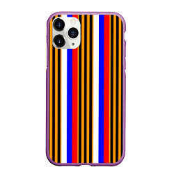 Чехол iPhone 11 Pro матовый Полосы триколор георгиевская лента, цвет: 3D-фиолетовый