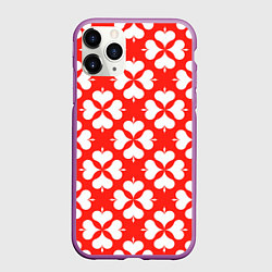 Чехол iPhone 11 Pro матовый Четырехлистный клевер красный, цвет: 3D-фиолетовый