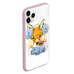 Чехол iPhone 11 Pro матовый Лисичка с мышкой, цвет: 3D-розовый — фото 2