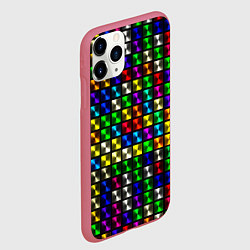 Чехол iPhone 11 Pro матовый Разноцветные неоновые квадраты, цвет: 3D-малиновый — фото 2