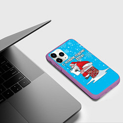 Чехол iPhone 11 Pro матовый С Новым годом ёпта - дымоход, цвет: 3D-фиолетовый — фото 2