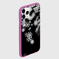 Чехол iPhone 11 Pro матовый Белые снежинки, цвет: 3D-фиолетовый — фото 2