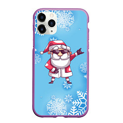 Чехол iPhone 11 Pro матовый Крутой Дед Мороз - снежинки, цвет: 3D-фиолетовый