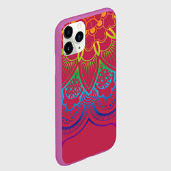 Чехол iPhone 11 Pro матовый Viva magenta mandala, цвет: 3D-фиолетовый — фото 2
