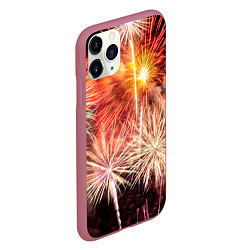 Чехол iPhone 11 Pro матовый Праздничный феерверк, цвет: 3D-малиновый — фото 2