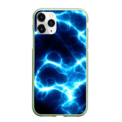 Чехол iPhone 11 Pro матовый Молния грозовая - электрические разряды, цвет: 3D-салатовый