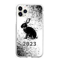 Чехол iPhone 11 Pro матовый НГ Кролик силуэт на светлом, цвет: 3D-белый