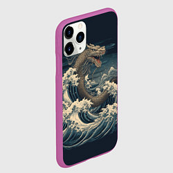 Чехол iPhone 11 Pro матовый Морской дракон в японском стиле, цвет: 3D-фиолетовый — фото 2