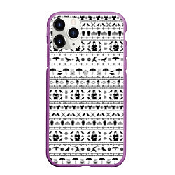 Чехол iPhone 11 Pro матовый Black pattern Wednesday Addams