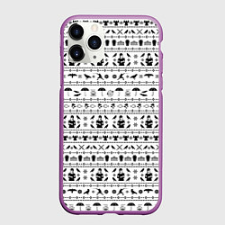 Чехол iPhone 11 Pro матовый Black pattern Wednesday Addams