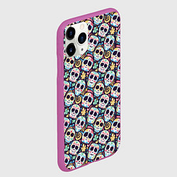 Чехол iPhone 11 Pro матовый Черепа с рисунками, цвет: 3D-фиолетовый — фото 2