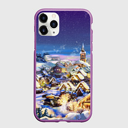 Чехол iPhone 11 Pro матовый Рождественская деревня, цвет: 3D-фиолетовый