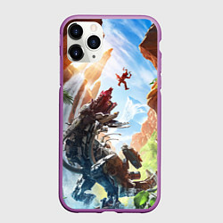 Чехол iPhone 11 Pro матовый Битва с машиной Horizon call of the mountain, цвет: 3D-фиолетовый