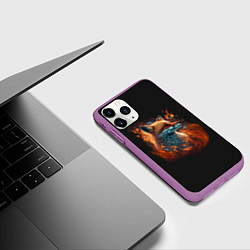 Чехол iPhone 11 Pro матовый Огненная лиса, цвет: 3D-фиолетовый — фото 2