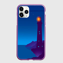 Чехол iPhone 11 Pro матовый Маяк в ночи, цвет: 3D-фиолетовый