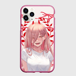 Чехол iPhone 11 Pro матовый Человек-бензопила - Power, цвет: 3D-малиновый
