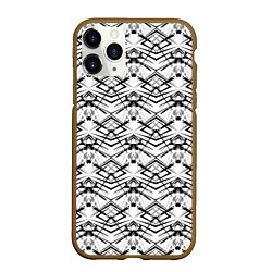 Чехол iPhone 11 Pro матовый Черно белый геометрический узор, цвет: 3D-коричневый