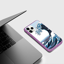 Чехол iPhone 11 Pro матовый Цунами в Японии, цвет: 3D-фиолетовый — фото 2