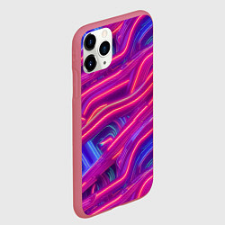 Чехол iPhone 11 Pro матовый Neon waves, цвет: 3D-малиновый — фото 2