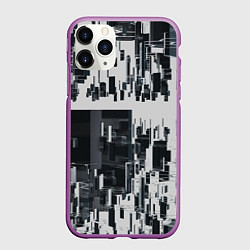 Чехол iPhone 11 Pro матовый Геометрическое множество объёмных чёрно-белых фигу, цвет: 3D-фиолетовый