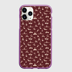 Чехол iPhone 11 Pro матовый Усы и носы в шоколаде, цвет: 3D-фиолетовый