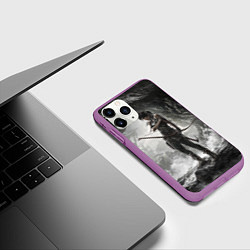 Чехол iPhone 11 Pro матовый Лара Крофт, цвет: 3D-фиолетовый — фото 2